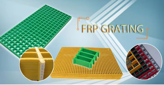 Vierkante GRP FRP gaas rooster zwaar werk, glasvezel vloer rooster Corrosiebestand