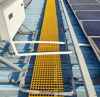 40x40x30mm Solar Roof Top Panel Mesh Voetganger Walkway Glasvezel Griet